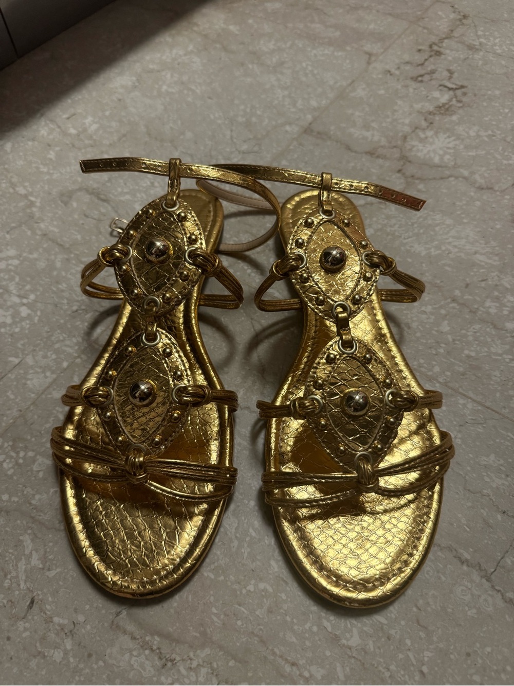 Gold Metallic Women's Strappy Sandals